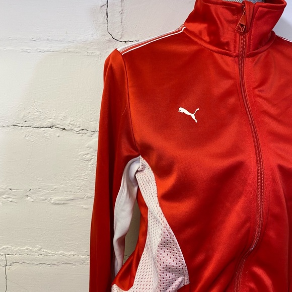 Puma Womens Red White Zip Activewear Jacket w Zipped Pockets  Size S - Picture 2 of 16